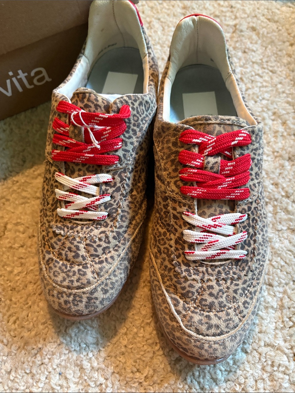 Dolce Vita Leopard Print Sneakers with Red Accents - Picture 2 of 10
